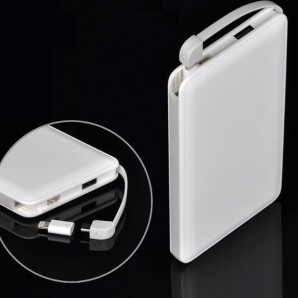 Leather Power Bank with Built-in Cable