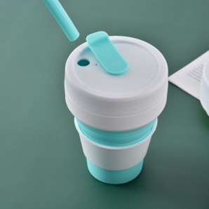 Foldable Silicone Coffee Mug with Straw 355ml